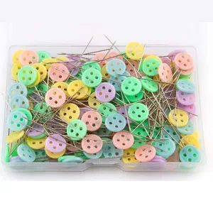 Flat Head Pins Straight Sewing Pins for Fabric Button Colored Heads Quilting Pins Boxed for Sewing DIY