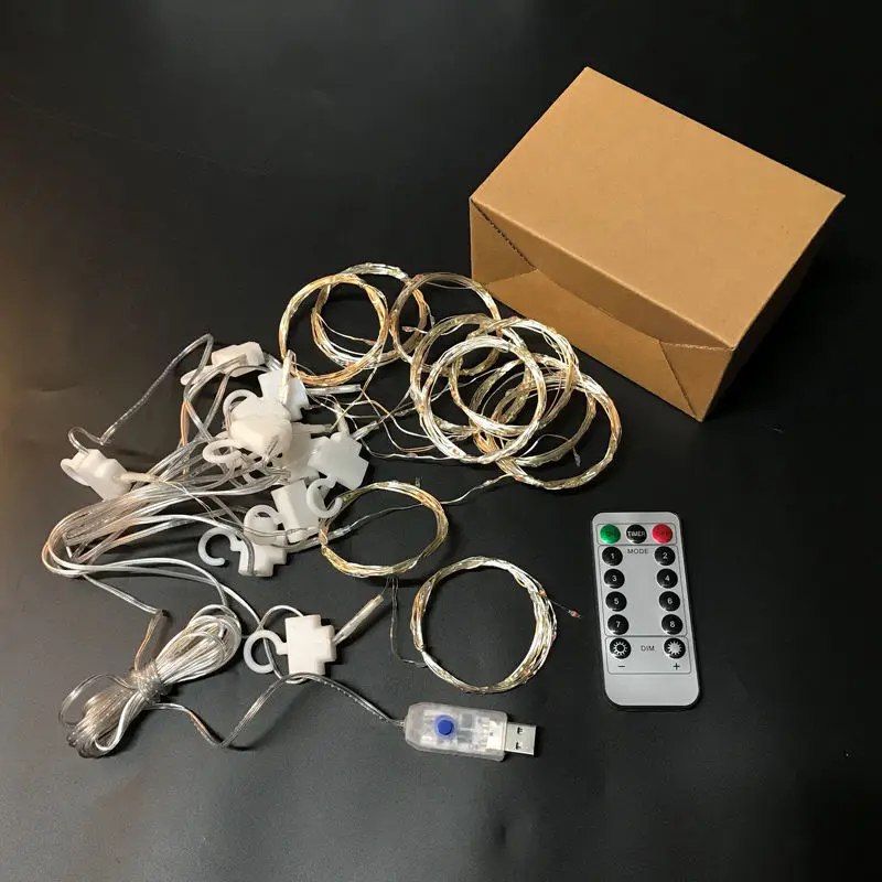 Светильники-занавески с крючком 3 х3 м USB 300 светодиодная гирлянда дистанционным таймером Рождественская для свадебного украшения