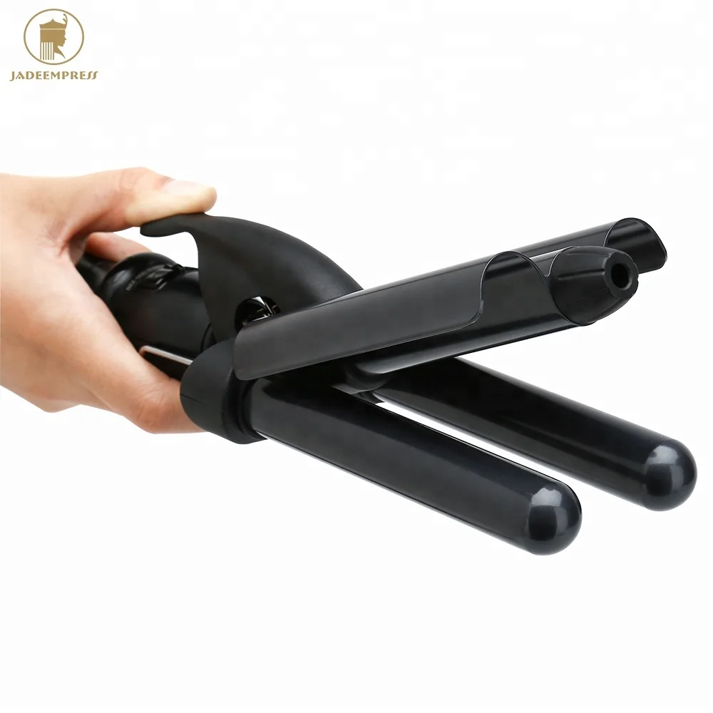 Home use three barrel ceramic electric LCD curling iron hair curler with triple barrel hair waver curl hair