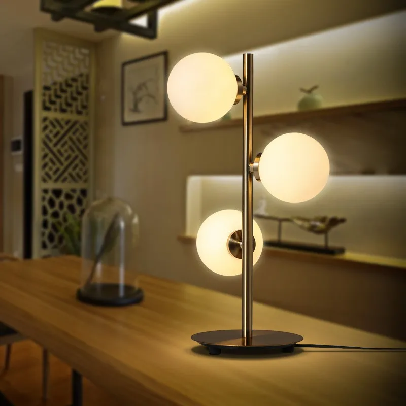 Simig lighting bed side reading room decorative tischlampe modern glass globe golden table lamp light