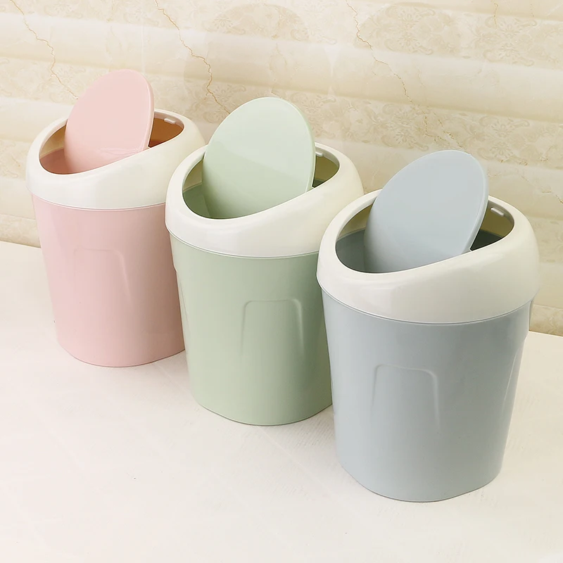 Wholesale Cheap Household Plastic Desktop Trash Bin Garbage Can Waste Bins with Rolling Lid