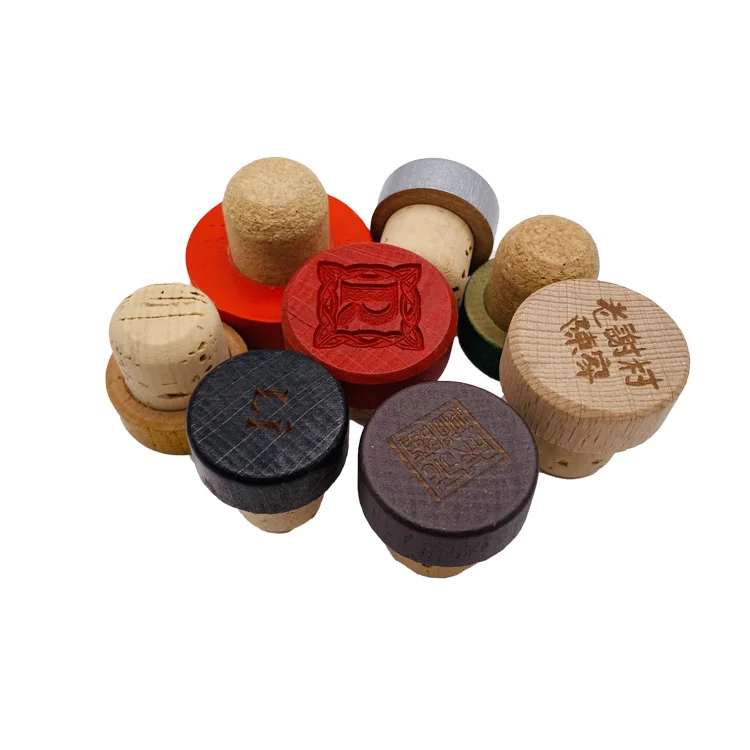 Hot Sell Customized luxury wooden bar top cap T shape wine / spirits synthetic cork bottle stopper