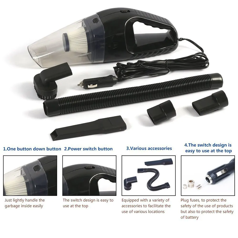 Factory Price High Power DC 12V 120w Wet Dry Dual Portable Handheld Car Cleaning Vacuum Cleaner