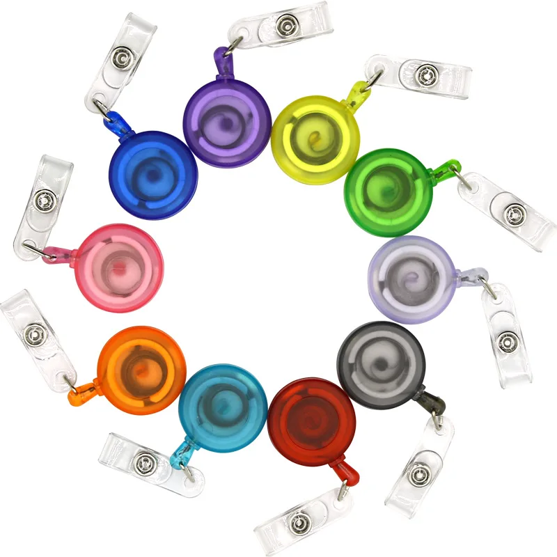 INS Popular Transparent Candy Color and Durable Badge Reel Holder YOYO Clip