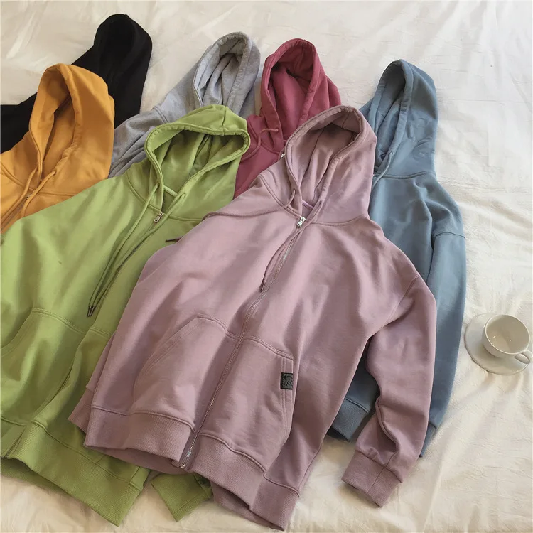 Cheap Price Global Blank Fall Winter Loose Fit Hoodie Women Hooded Sweatshirt Ladies Zip Up Sweatshirt