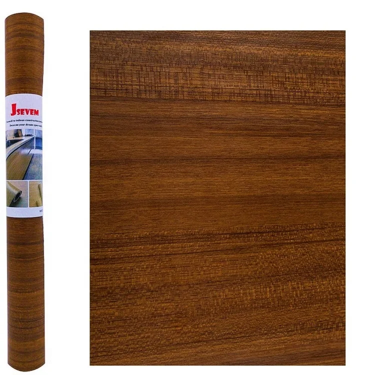 Pvc brown wall sticker waterproof oil proof adhesive wood grain wallpaper designs for kitchen bedroom cabinet deco