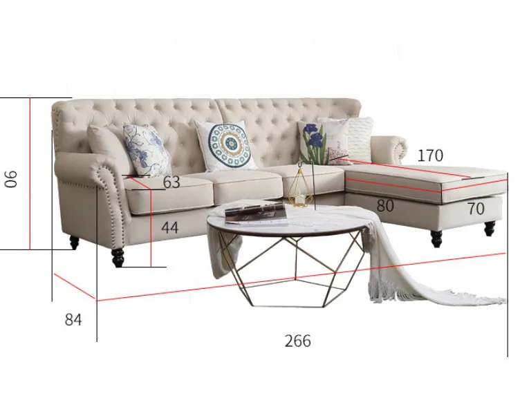 Modern simplicity nature sectional full sofa for living room