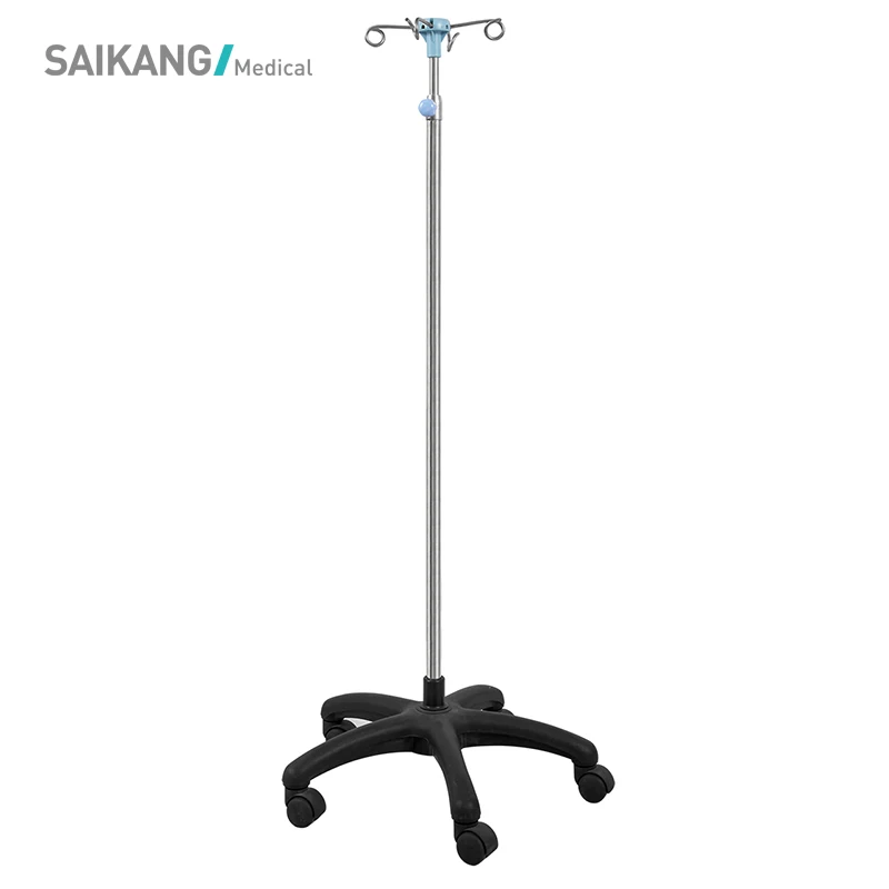 SKH041(1) Aluminum Rails Transfusion Hook Clinic Infusion Stand I.V. Pole