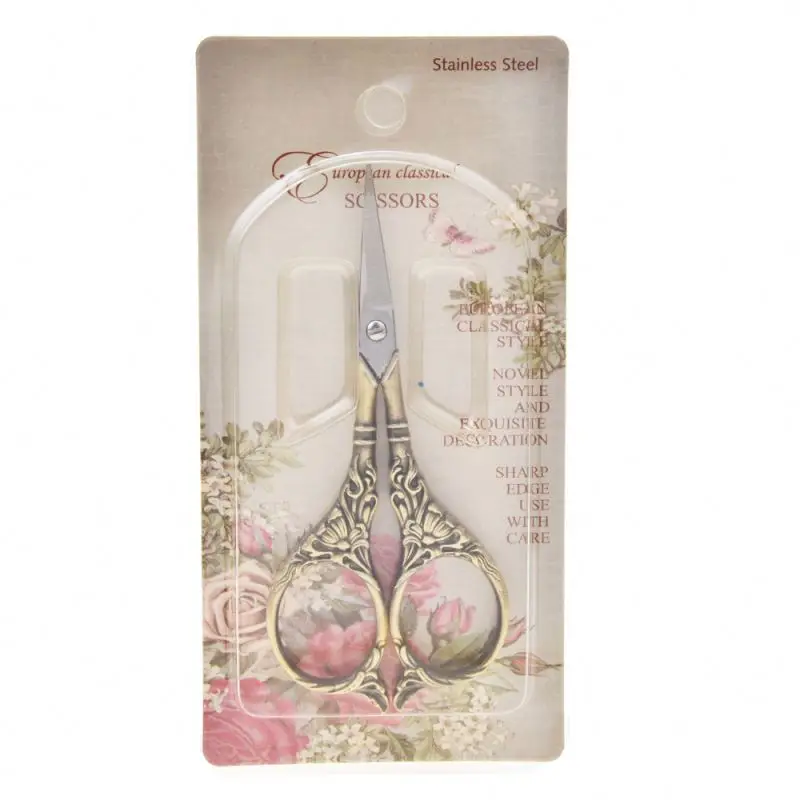 11*5CM Lily Flower Embroidery Scissors Design Custom Crafts Scissors Set With Leather Case And Tassel