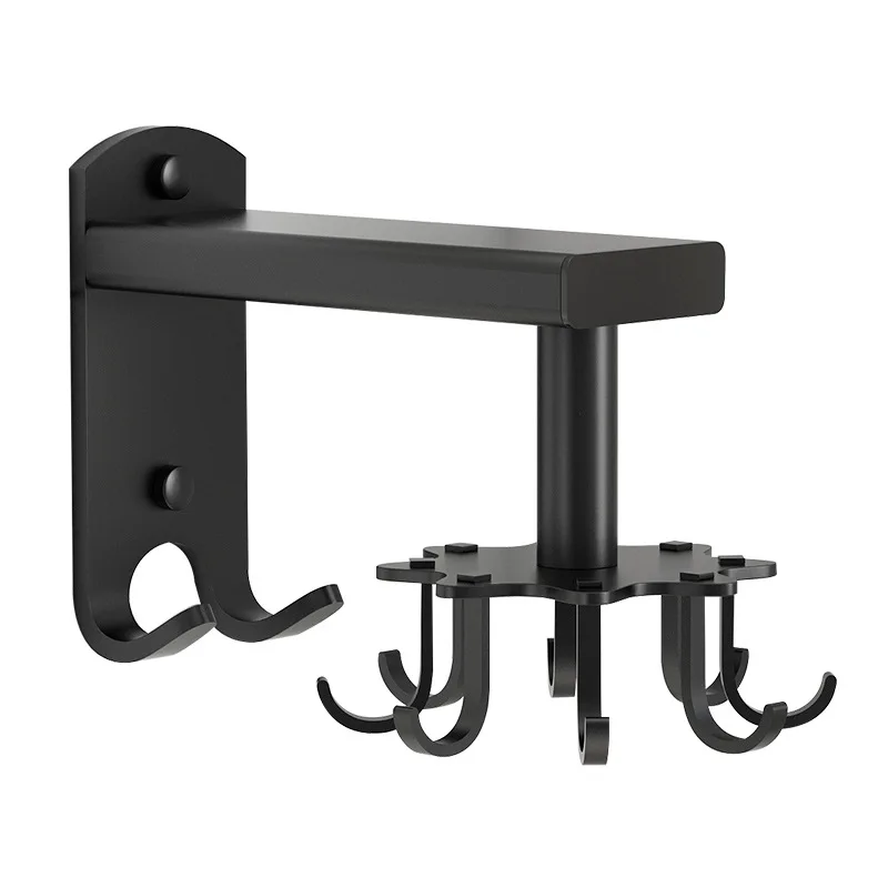 Free Punching Factory Direct Selling Space Aluminum Kitchen 360 Degree Rotating Hook Custom Rails Rack Draining