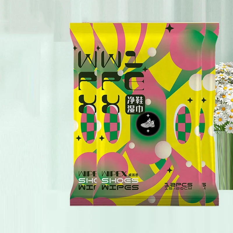 High Quality Custom Logo 12PCS Mini Wet Tissue Pocket Wipes Organic Shoe Shine Sneaker Wipes