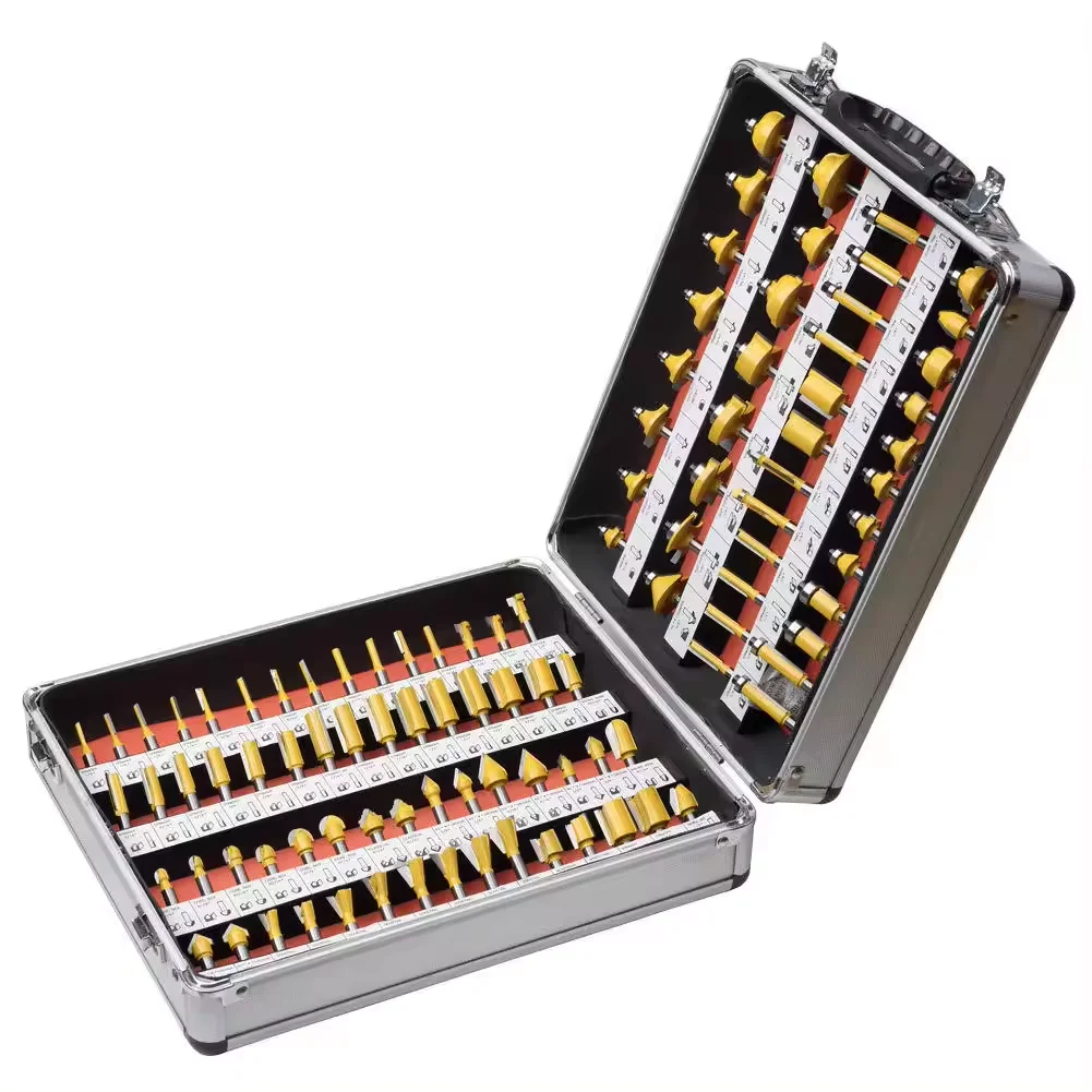 100 PCS Woodworking Tools Tungsten Carbide Wood Router Bits Sets 1/4 Inch Shank Trimmer Bit Set  Milling Cutter