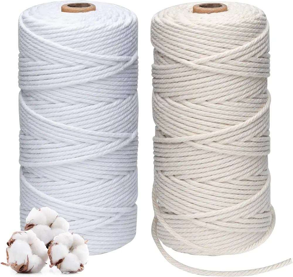 Hot Selling Chunky 3-5mm 100m Twisted 100% Cotton Rope Macrame Cord Diy Crochet Knitting Yarns
