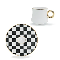 China factory high quality Turkish coffee tea color and gold decorative fancy cups and saucer set with giftbox packing