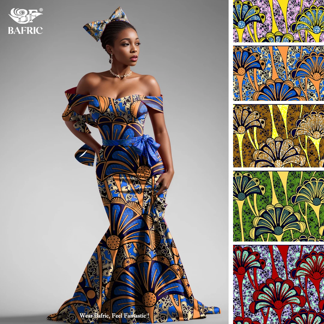 High Quality BAFRIC Batik 100% Cotton Ankara Tissu Pagnes Africain Print Fabric