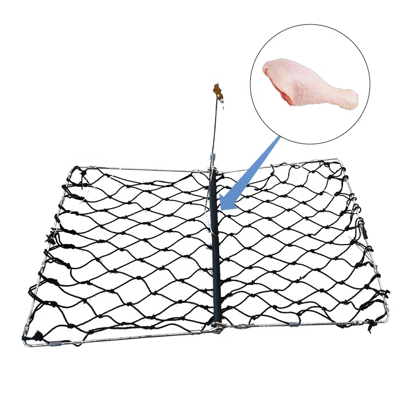 Portable Square Blue Folding Crab Trap lobster trap fishing accessories with Casting Rope Measuring Tool fishing tackle
