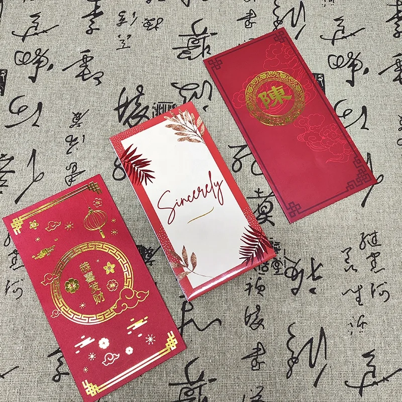 Factory Custom Print Red Packet Wedding gift Chinese Red Envelope for kid Traditional Money Envelope With Gold Foil Design