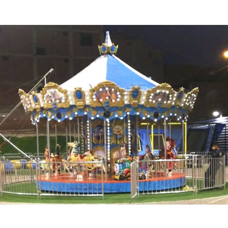 Fairground Attraction Manege Amusement Rides Carousel Horses 16 Merry Seats Round Tours Sale