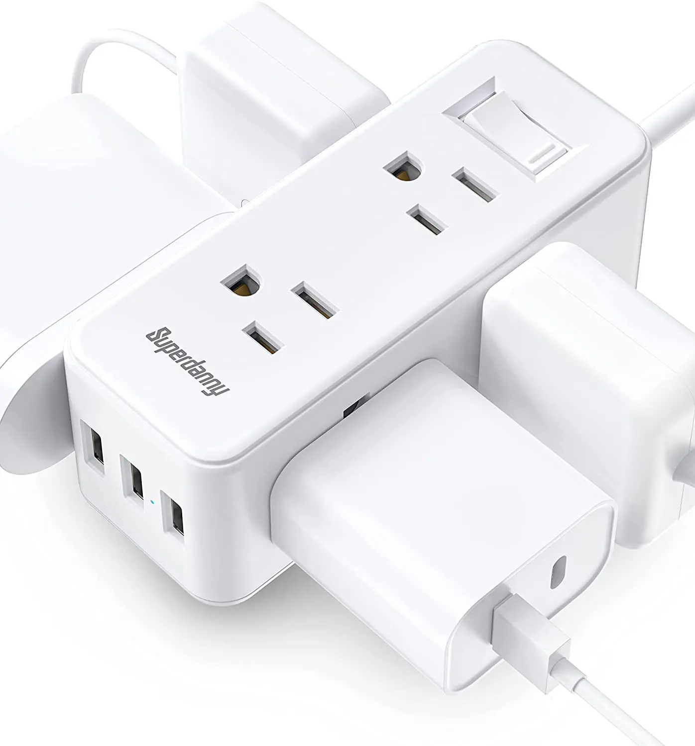 Superdanny Widely Spaced Outlets usb extension socket Surge Protection USB Power Board
