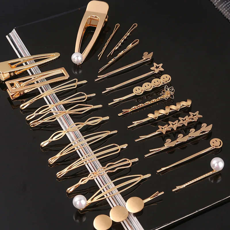 Wholesale Custom Fashion Women Pearl Bobby Hair Pin Acetic Acid Acrylic Barrette Hair Clip Sets For Girls