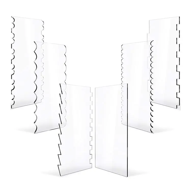 CYKI Acrylic Cake Scraper Decorative Comb and Icing Smoother Tool Scraper Black Acrylic Serrated Cake Scrape