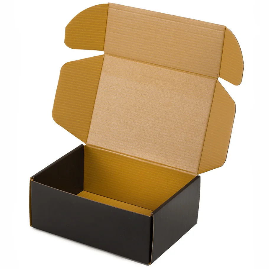 Double-sided outer black inner gold aircraft box customized to-go box surface film customized color paper box