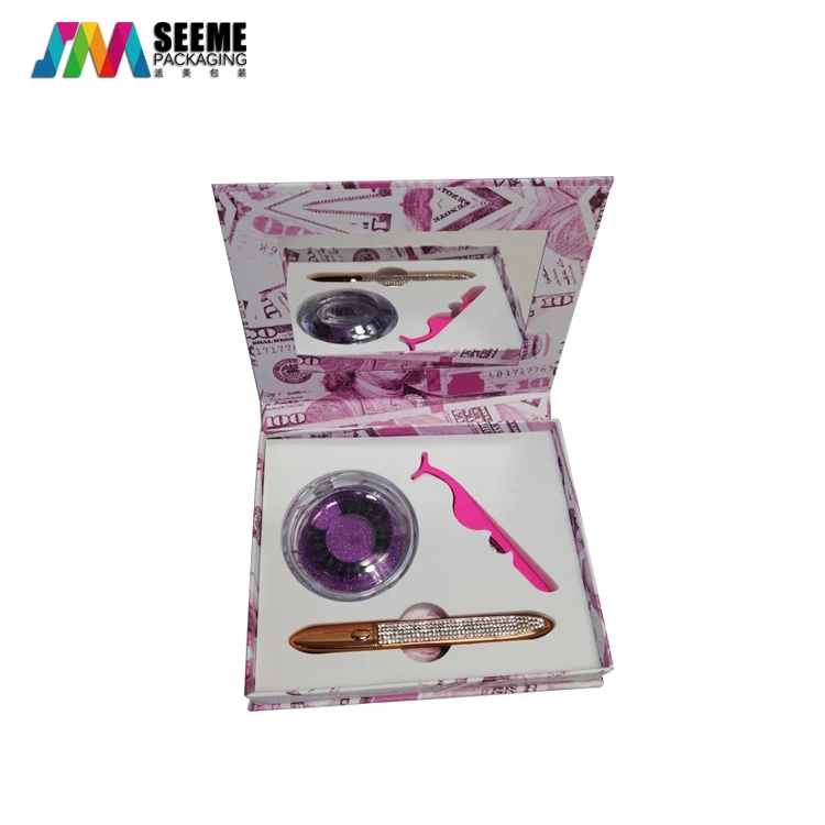 wholesale private label custom logo Black White Pink Rose Gold fashion lash magnets gift paper card packaging boxes with mirror