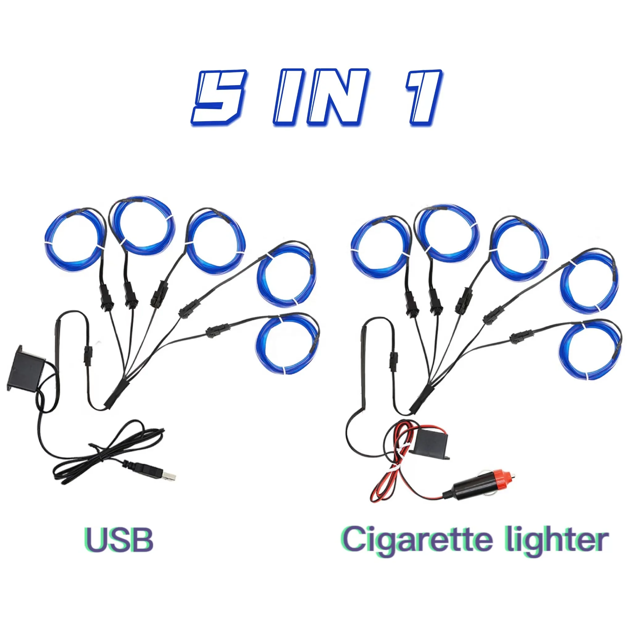 Wholesale Car Interior Decorative EL Wire Cold Light Strip LED Auto USB Flexible Neon RGB atmosphere ambient lamp