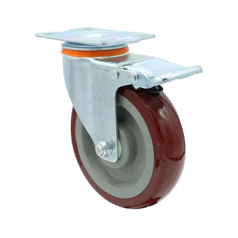 Medium duty 125mm omni caster 5 inch swivel caster wheel with brake manufacturer in china