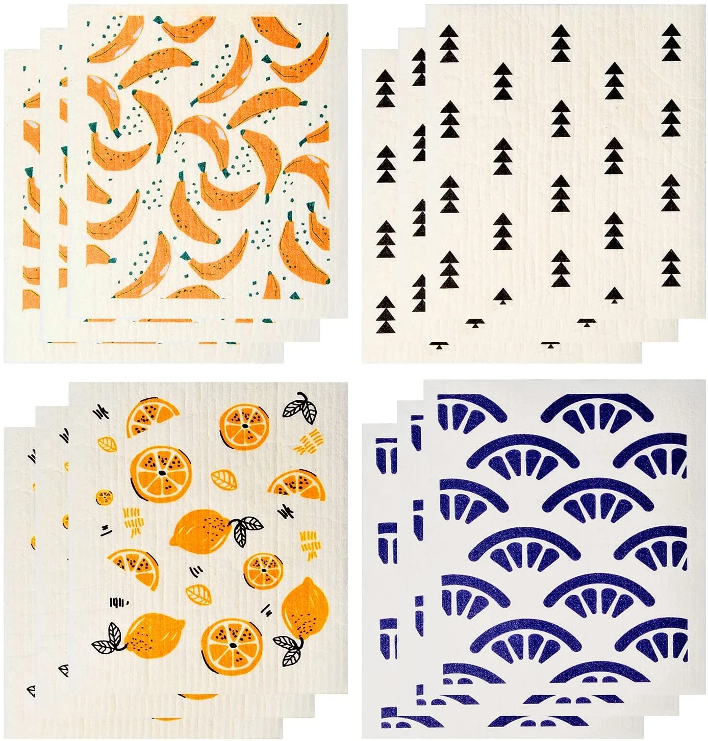 Kitchen Print Cellulose Sponge cloth Dishclith Swedish cleaning Cloth Eco-friendly Reusable Cleaning Cloth