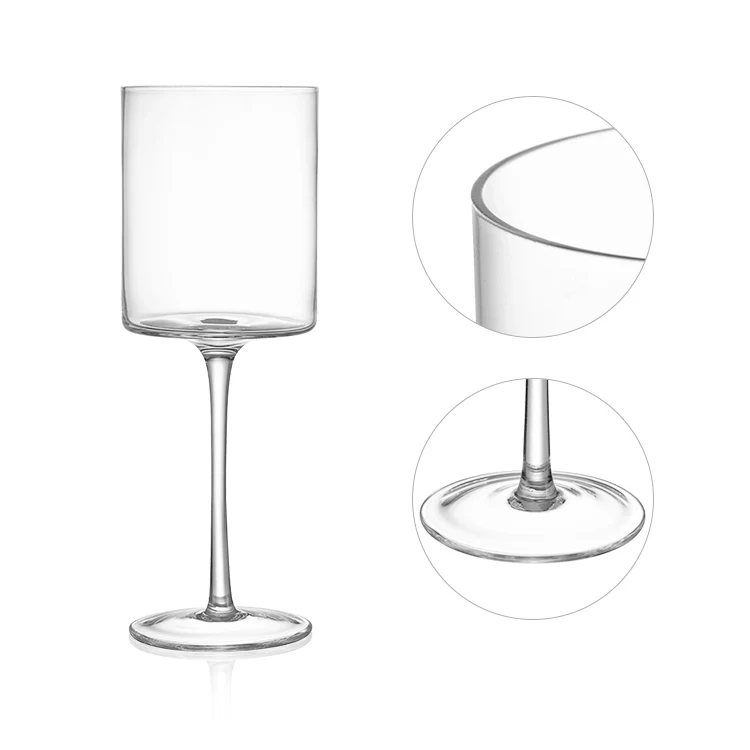Hand Blown Long Stem Crystal Unique Drink Ware Square Vintage Red White Wine Goblet Cups Gin Glassware Dessert Glass Glasses Set