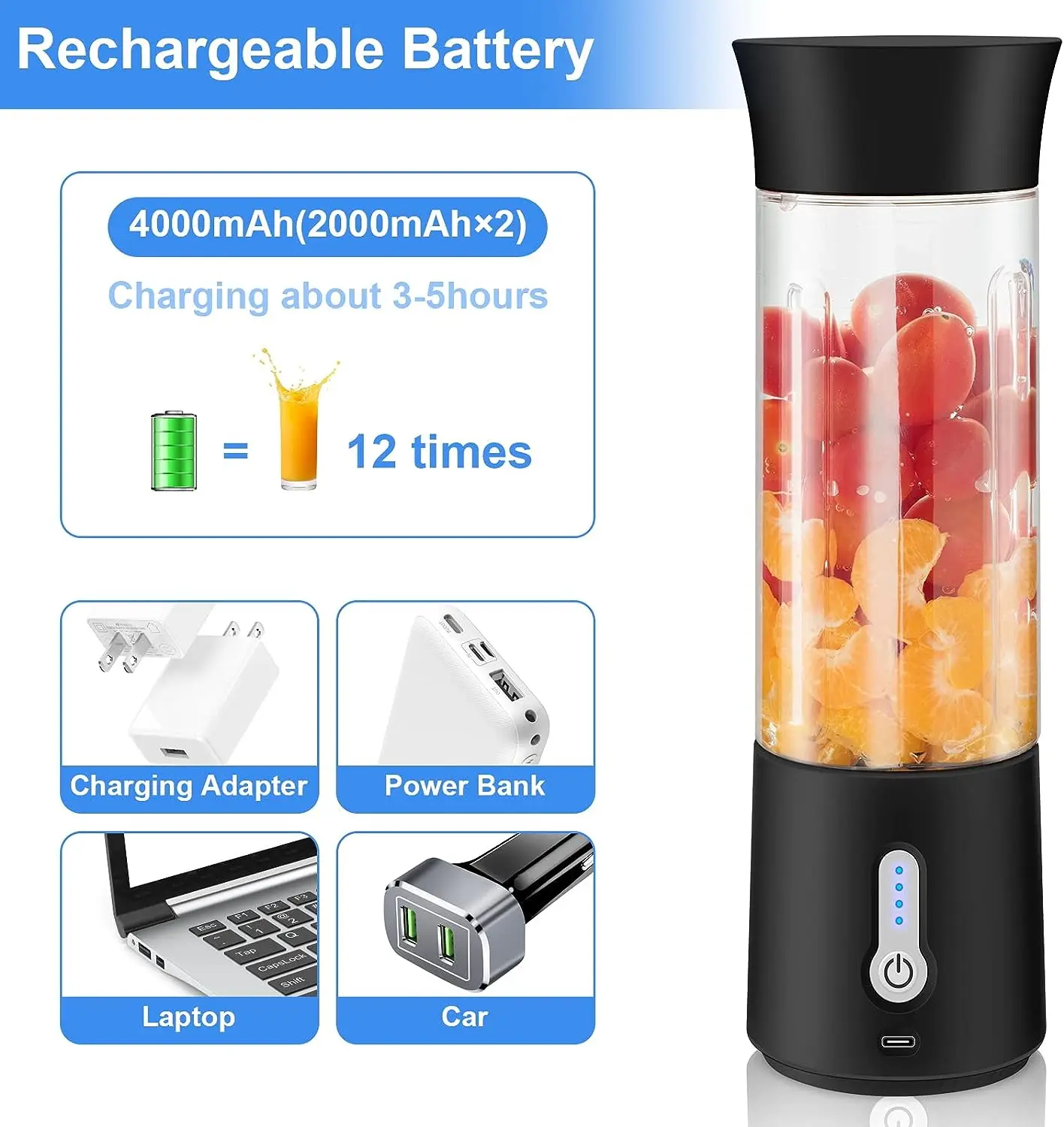 TEMU TIKTOK Hot 500ml 17oz Blender Bottle Portable Protein Electric Automatic Self Stirring Protein Juicer Shaker Bottle