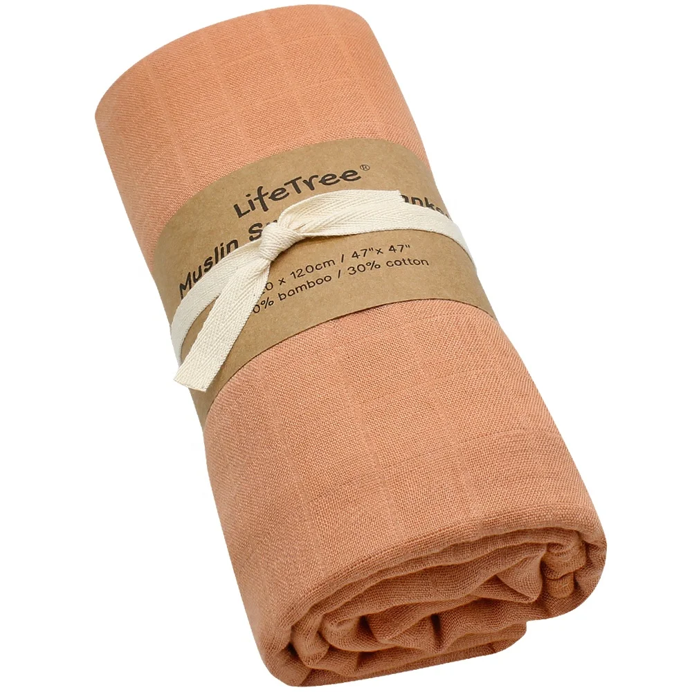 Custom Solid Color  Cotton  Bamboo Newborn Baby Newborn Plain Swaddle Blanket Wrap Muslin