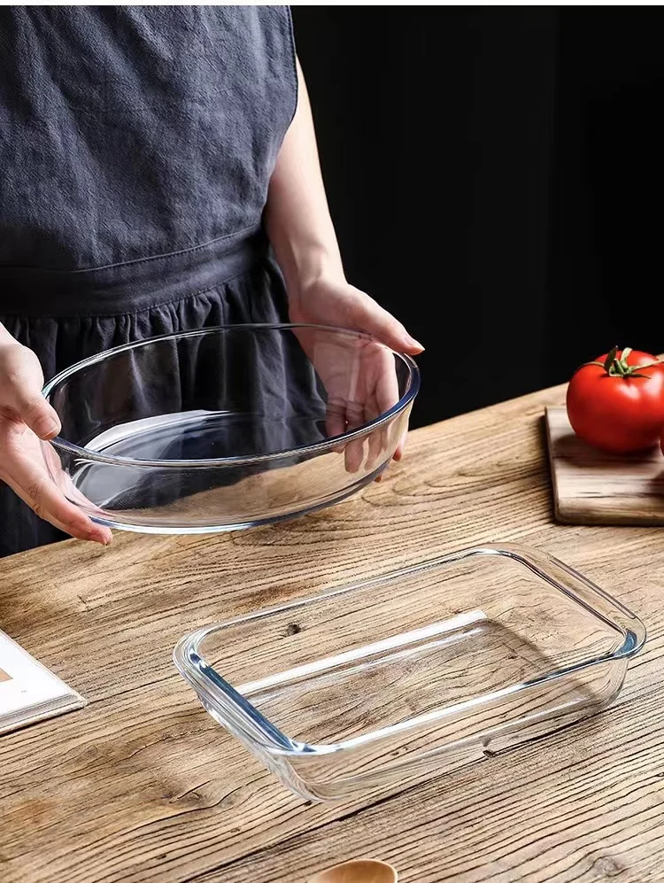 Lead Free Heat Resistance High Borosilicate Glass Bakeware Glass Kitchen Utensil Sets Baking Pan Set For Microwave And Oven