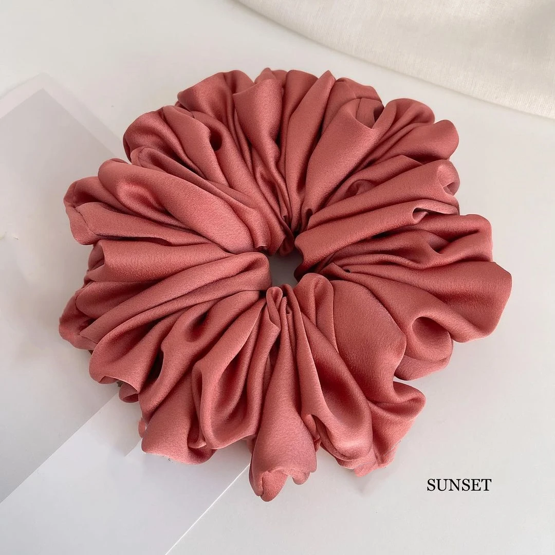 big size satin crepe muslim scrunchie  scrunchies  hair scrunchies sik Hair Solid Color Simple Style hijab accessory