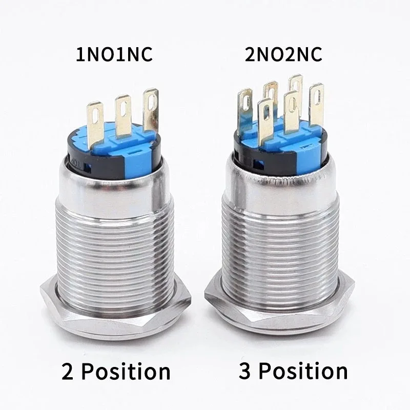 19mm 3/6pins 2/3 position metal rotary selector switch stainless steel push button switch