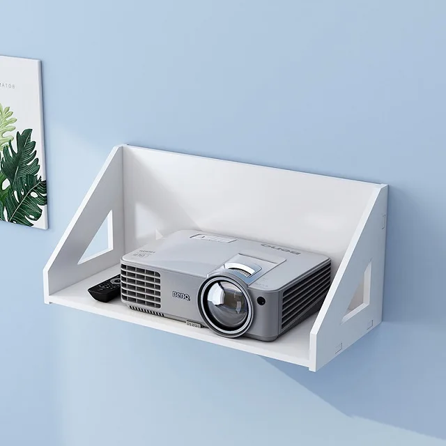 Projector Wall Mount Floating Wall Shelves Without Holes White Single Tier 50*20*17cm Living Room Storage Decorative Shelf