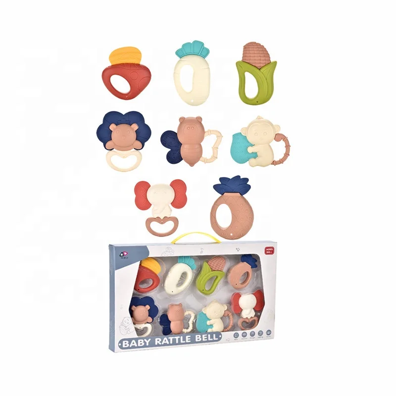 Infant Rattles With Melodious and Dynamic Sounds Teether Gum Toys Set