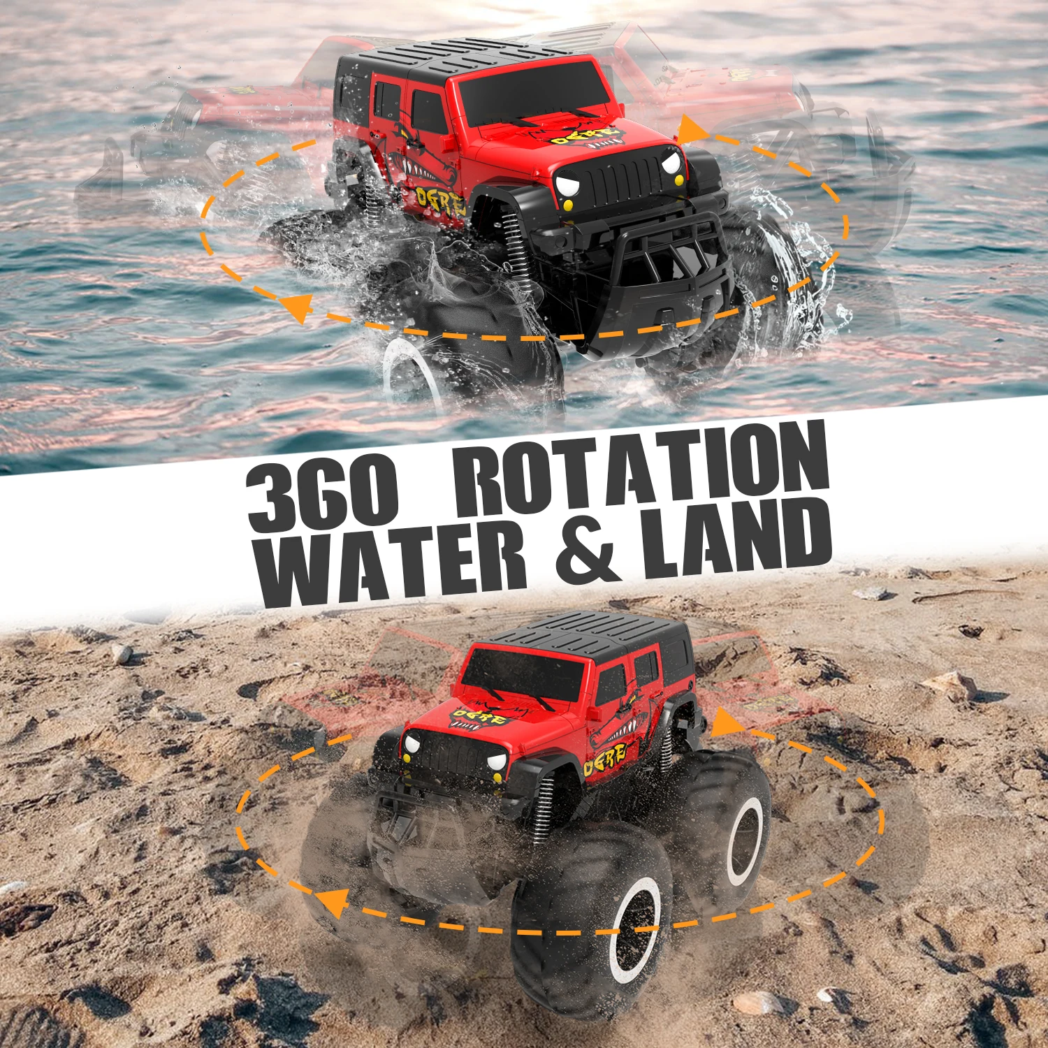 2.4 GHz Amphibious Remote Control Car for Kids, RC Trucks 4x4 Off Road Waterproof - All Terrain Remote Control Truck