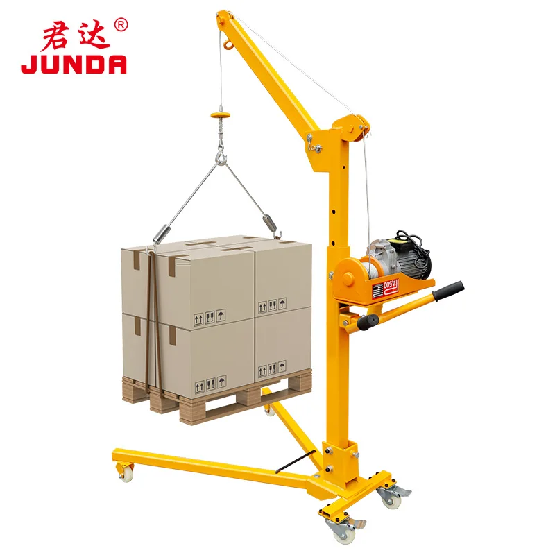 200kg 300kg 500kg Mobile mini crane Portable Small Lift Floor Crane Foldable Shop crane with manual winch for sale