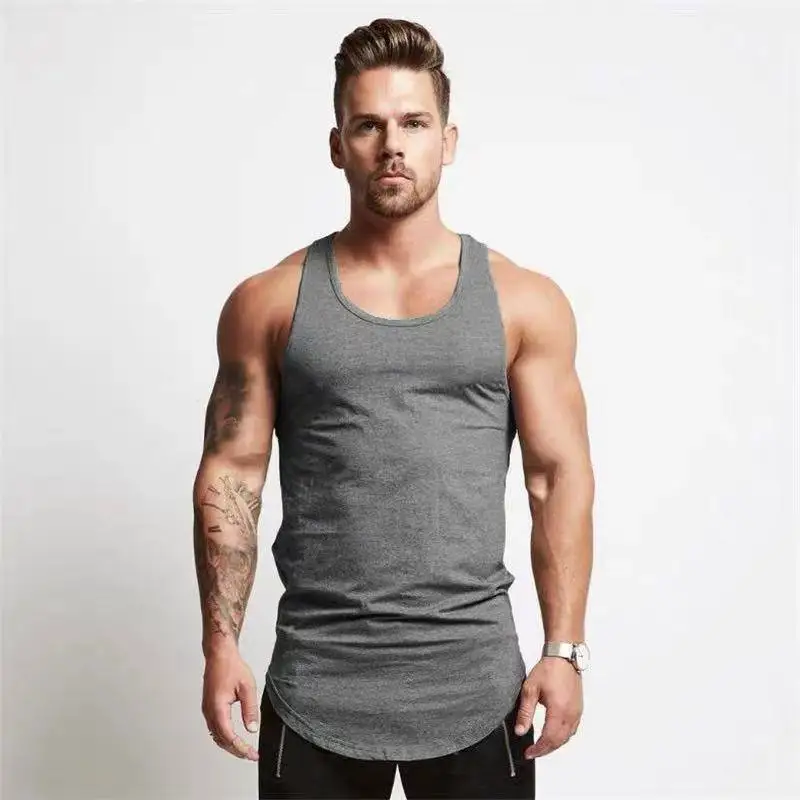 custom cheap Mens vest Tank Top Custom Print Cotton Stringer Gym Fitness Singlet Workout Muscle Bodybuilding Mens Tank Top