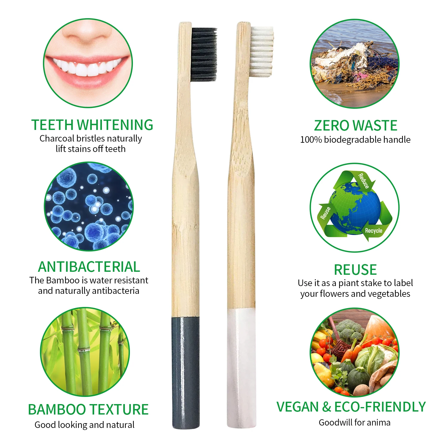 2023 Biodegradable Bamboo Toothbrush Soft Bristle for Adults Disposable and for Home Use OEM Manufacturer Wooden Products