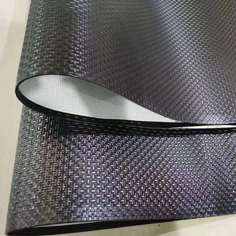 Custom Manufacturer Supplier Pvc Antistatic 2mm glossy black Flat Cleated Marble Fabric Conveyor Belt