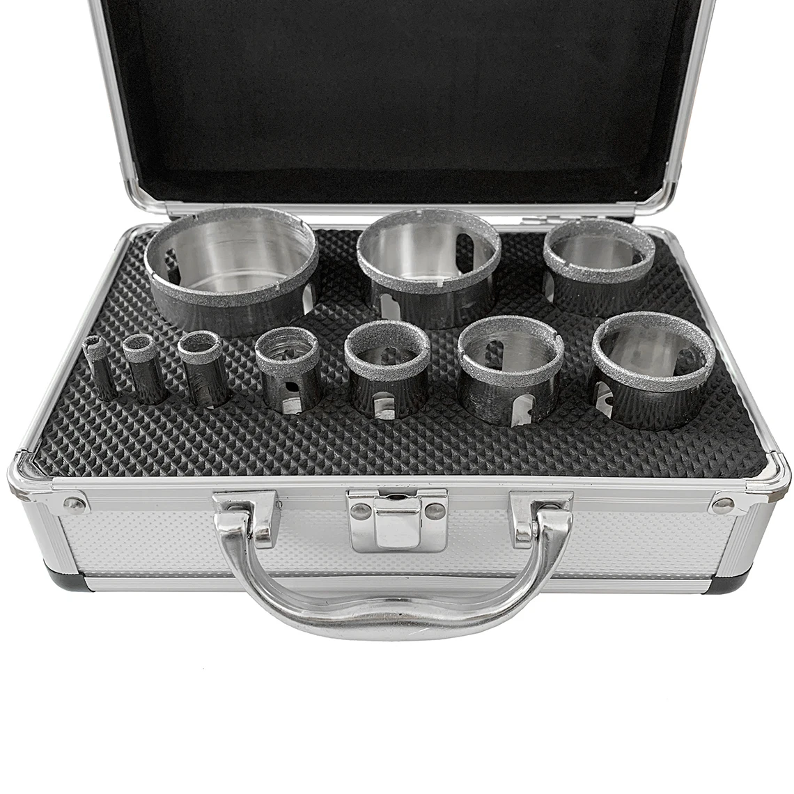 XUNDA 10pcs electroplated diamond hole saw cutter with Alu box for concrete granite glass
