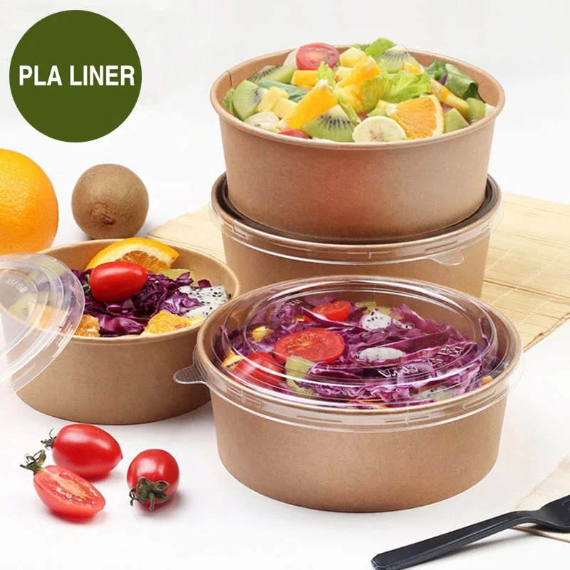 100% Biodegradable Eco Friendly Kraft Salad Paper Bowl