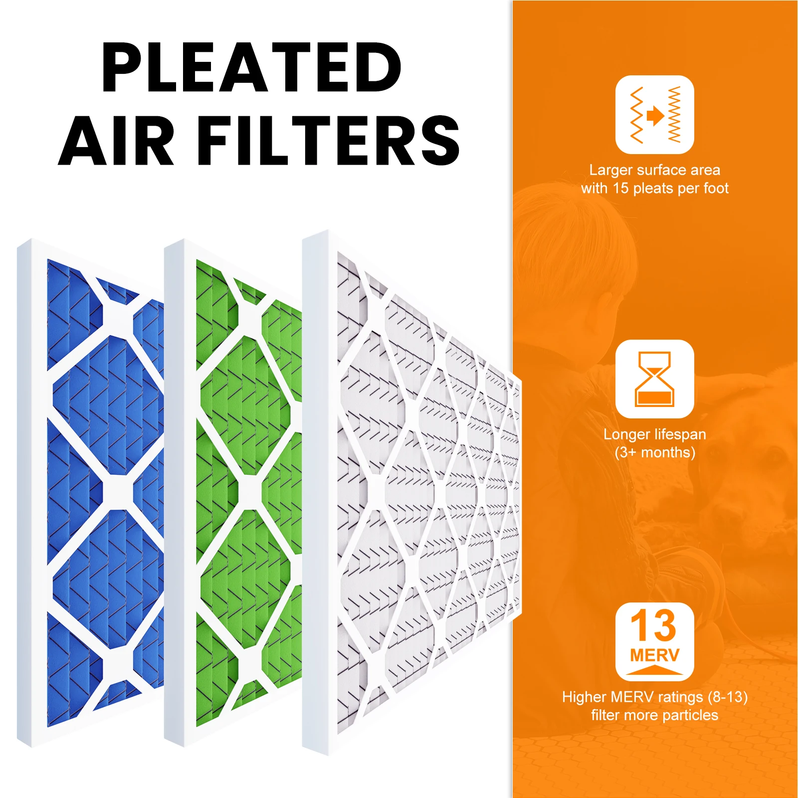 U.S. Standard For  Household Use 20x25x2 Pleated Paper Frame AC Furnace Replacement Filter