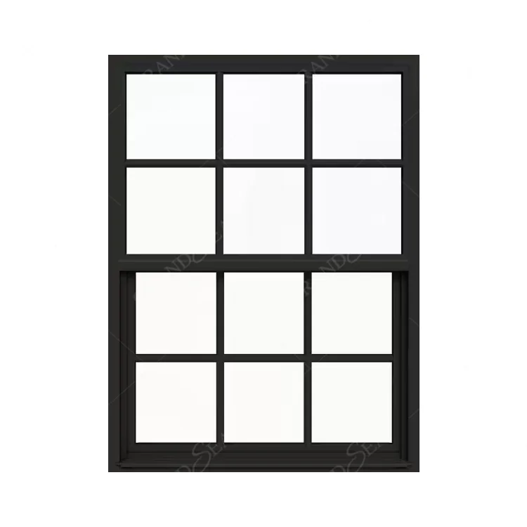Good Quality Rated Double Glazed Aluminum Colonial Residential Single Hung Black Windows Grids