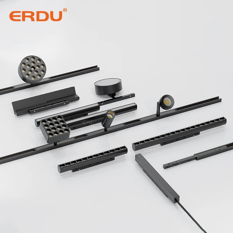 ERDU Indoor Lighting Linear Track Lights Adjustable Installation Spotlight Linear Ultra Thin Mini Led Magnetic Track Light