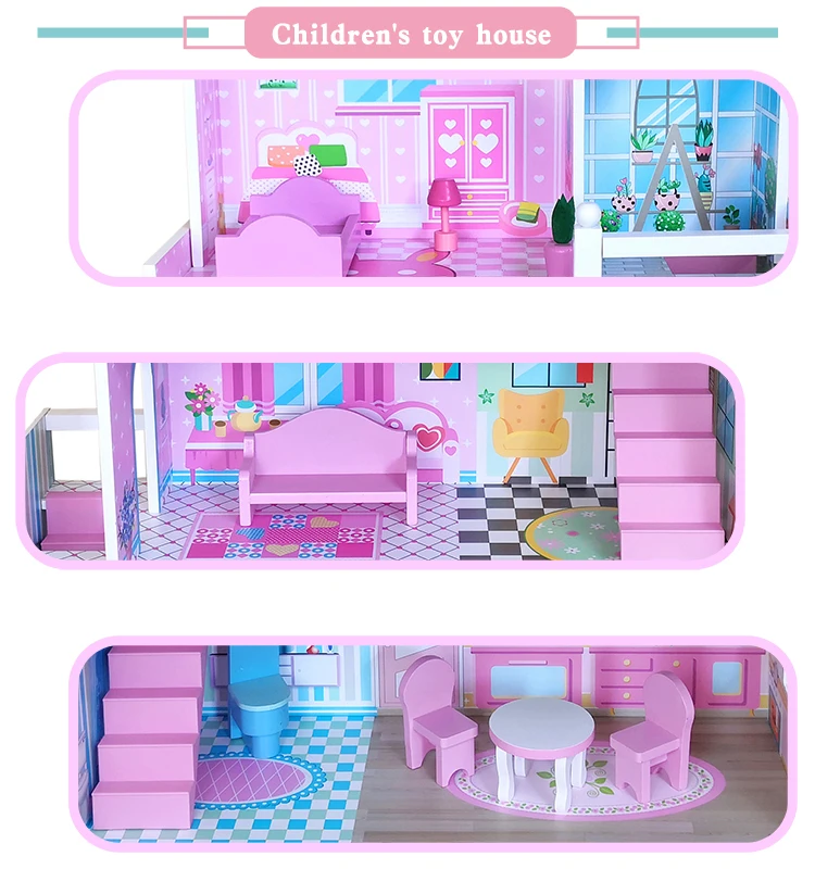 WEIFU New Real Wood kids birthday gift cheap furniture toy miniature dollhouse for Little Girls 5 Year Olds