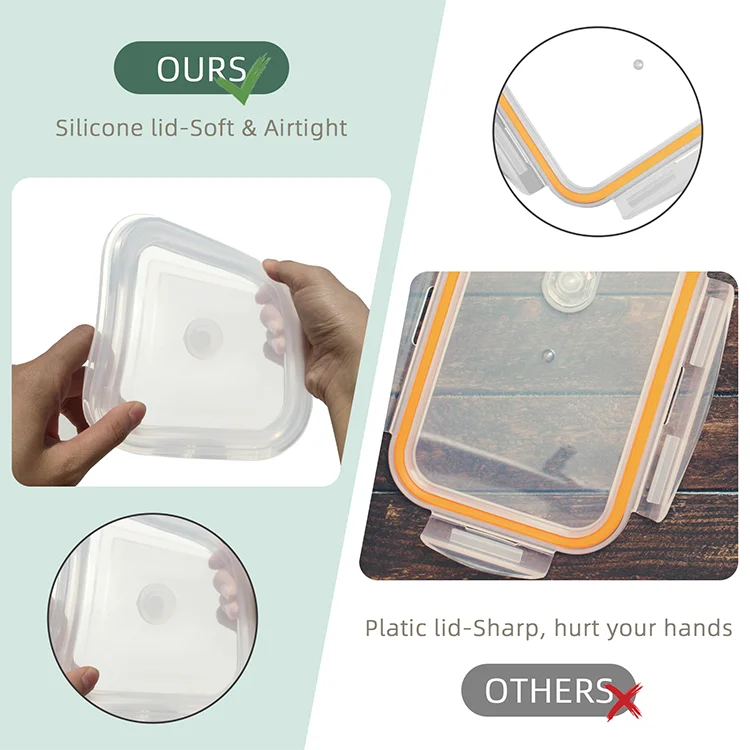 900ML Silicone Food Box With Silicone Lid New Generation Collapsible Easy to Store Microwave Freezer Safe School Work Lunch Box